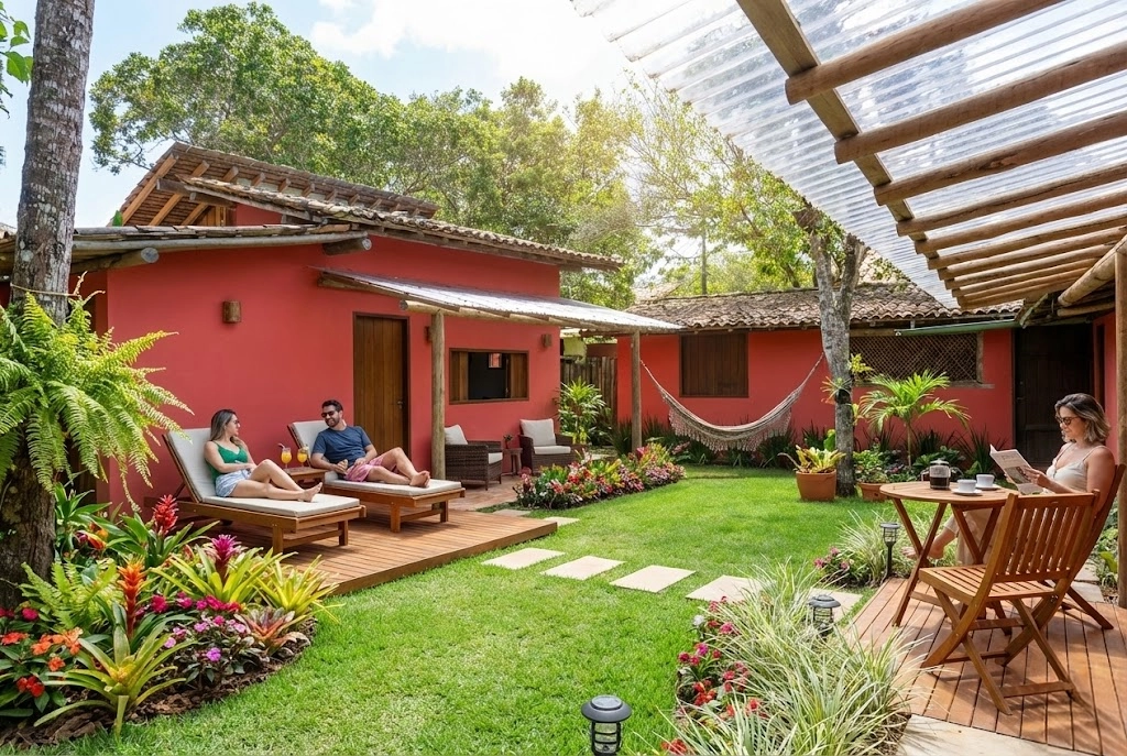 Varandas e área externa da pousada